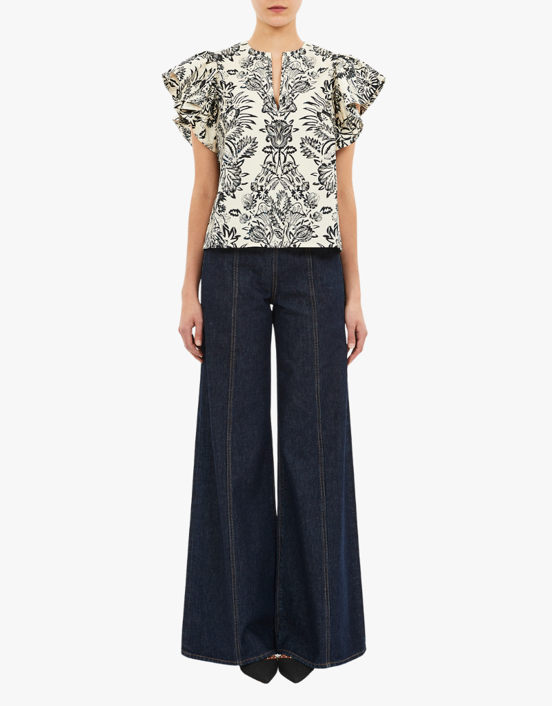 Ulla Johnson Severine Top in Ivory Flora