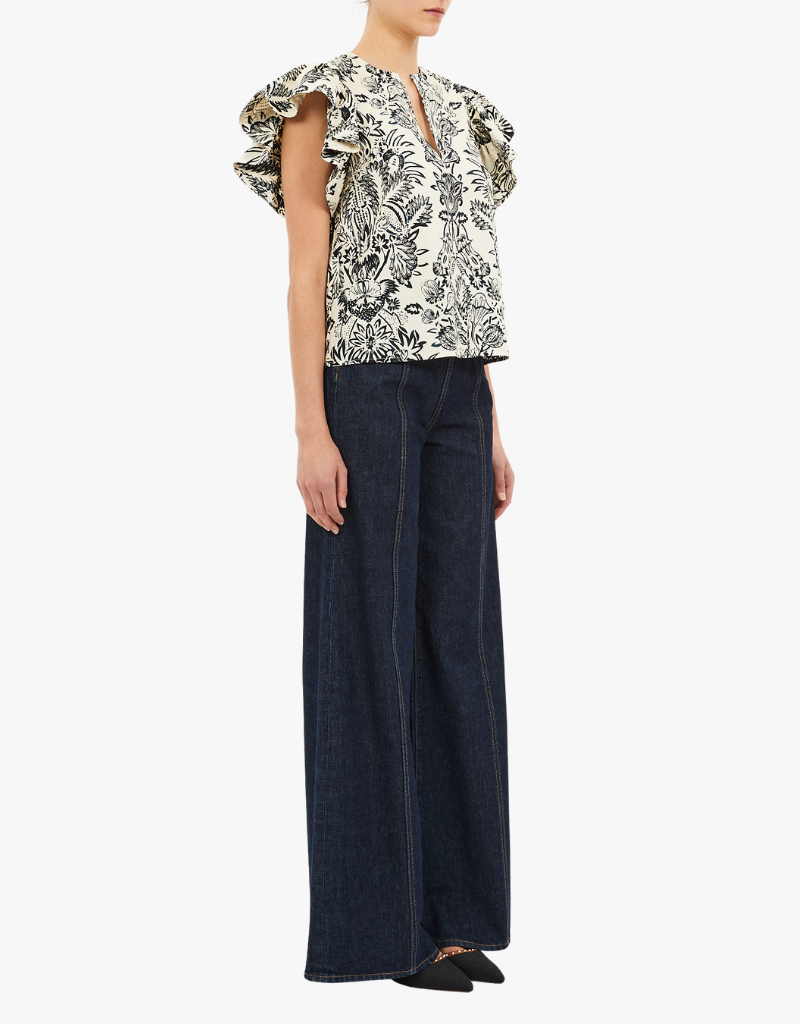 Ulla Johnson Severine Top in Ivory Flora