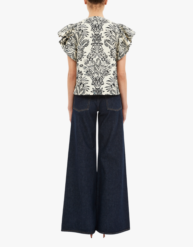 Ulla Johnson Severine Top in Ivory Flora