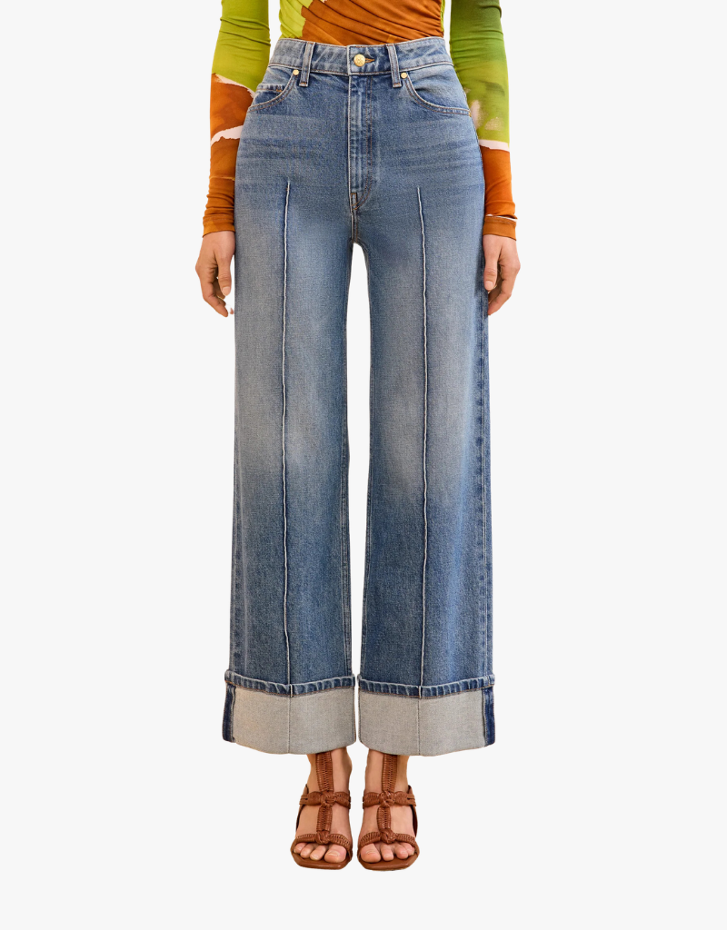 Ulla Johnson The Stretch Genevieve Pintuck Jean in Danube