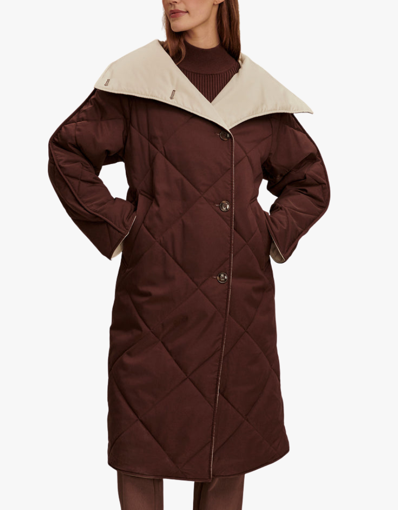 Varley Annalise Reversible Wrap Coat in Deep Mahogany