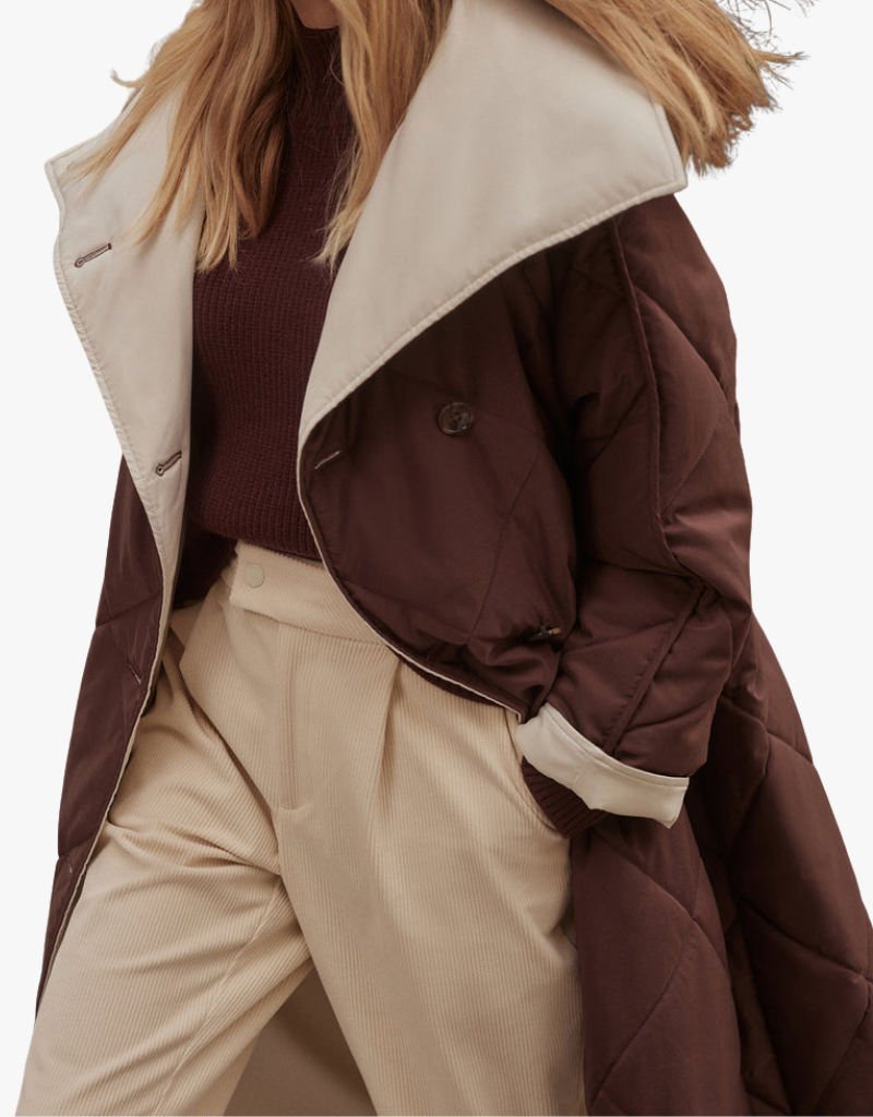 Varley Annalise Reversible Wrap Coat in Deep Mahogany