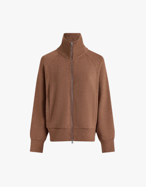 Varley Tyde Zip Through Sweat in Golden Bronze Marl