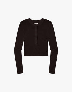 Citizens of Humanity Varra Henley Shirt in Chocolate