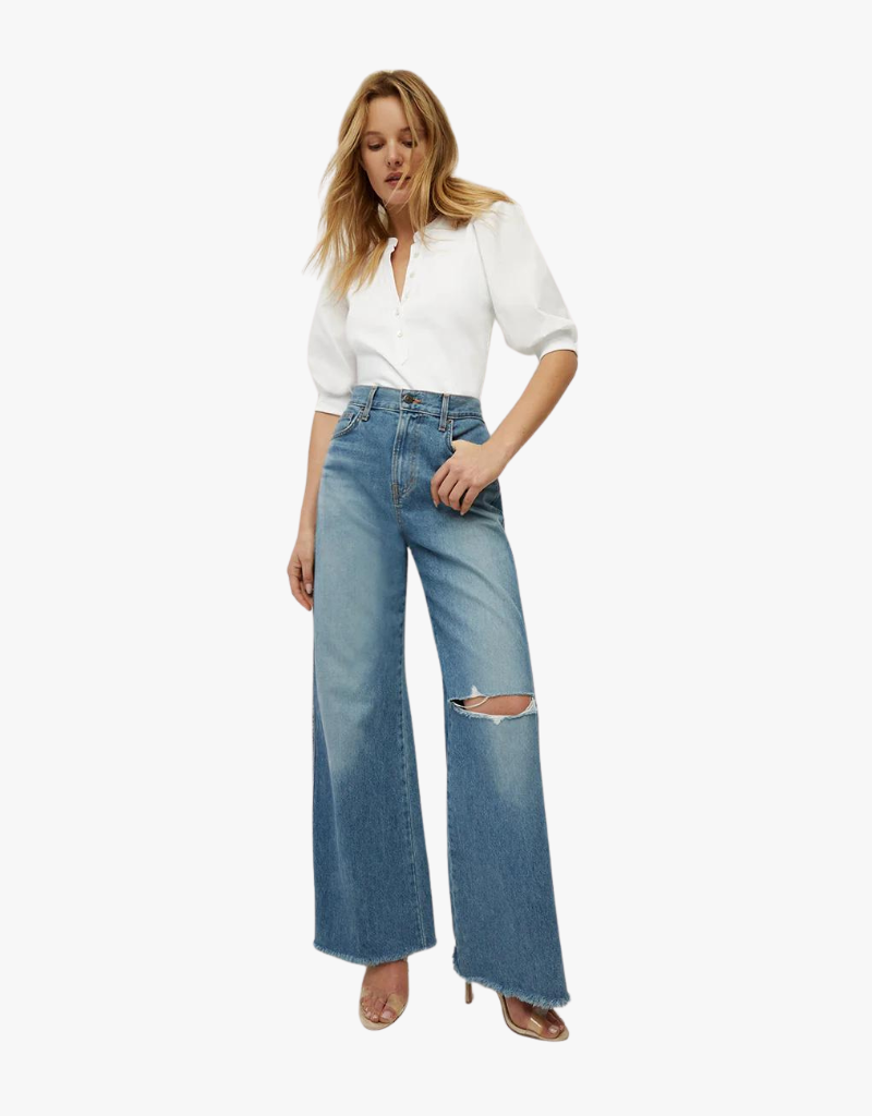 Veronica Beard Coralee Puff-Sleeve Tee in White