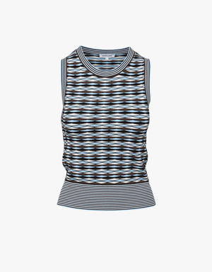Veronica Beard Cropped Jerrel Knit Tank in Blue Jay Multi