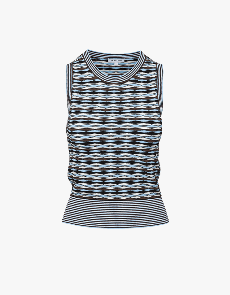 Veronica Beard Cropped Jerrel Knit Tank in Blue Jay Multi