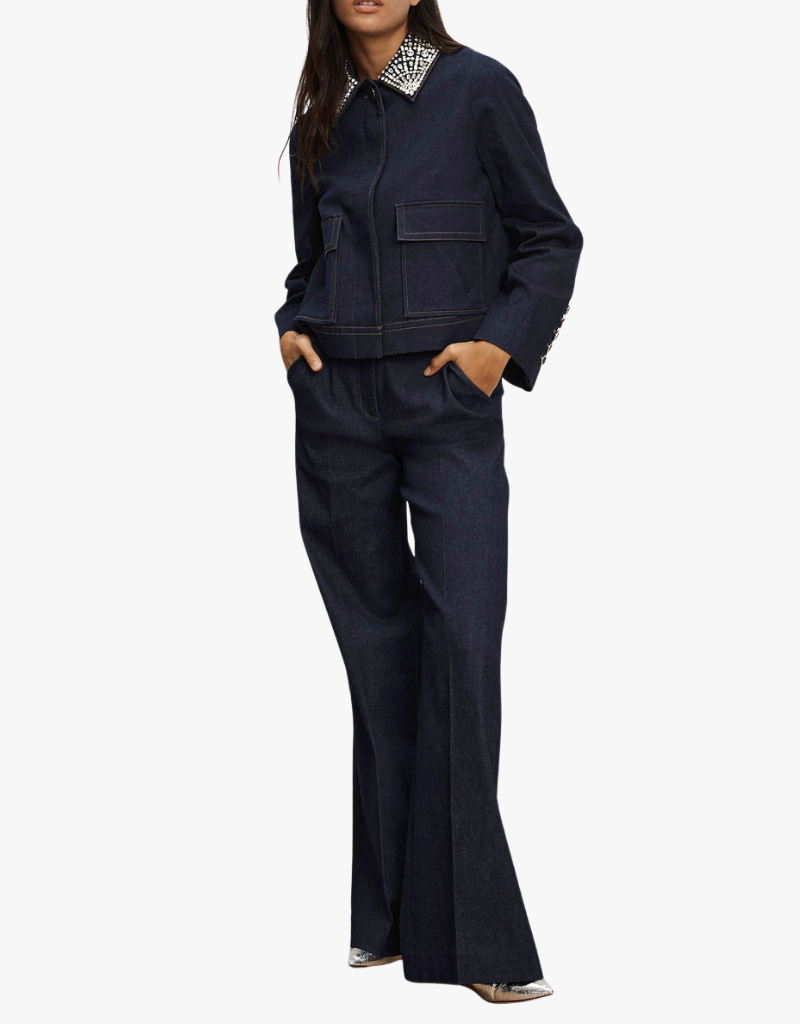 Veronica Beard Embellished Barrington Jacket in Midnight Wash