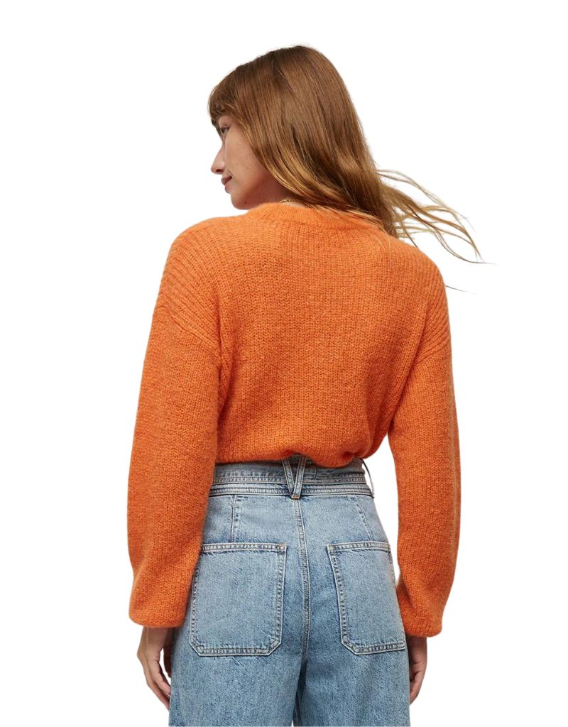 Veronica Beard Melinda Crew Neck Sweater in Deep Orange
