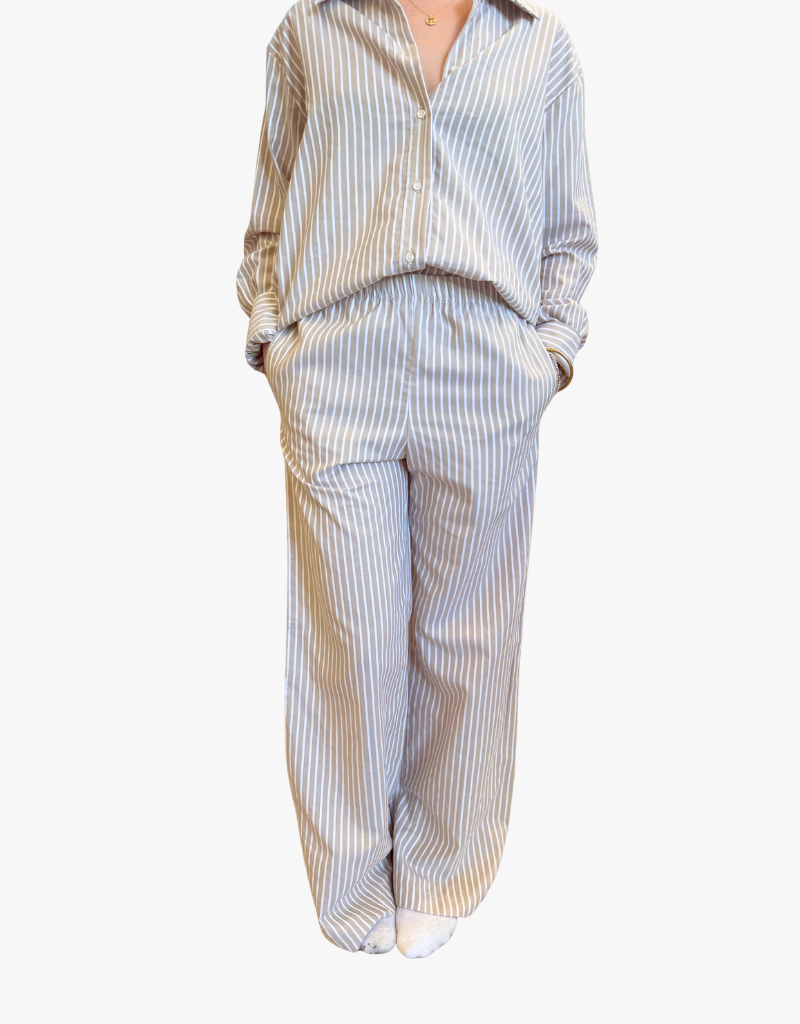 Michael Stars Elasticated Wide Leg Pant in Khaki