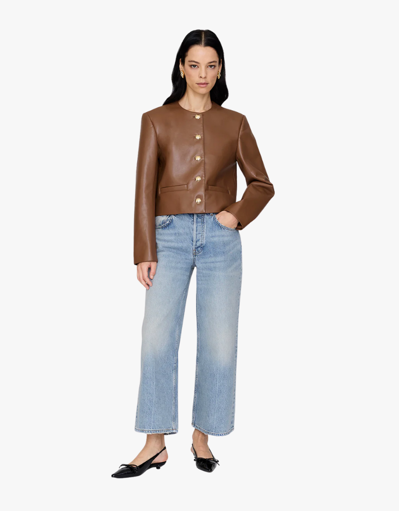 Anine Bing Amber Jacket in Cognac Recycled Leather