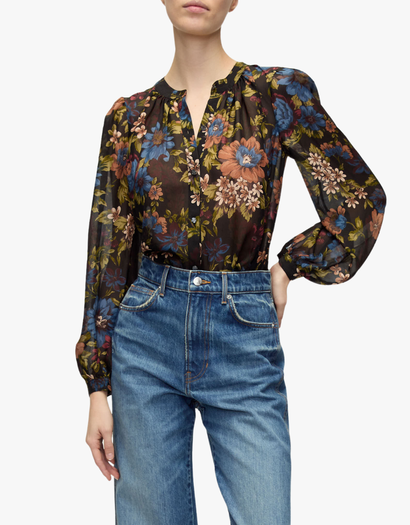 Veronica Beard Ashlynn Blouse in Black Multi