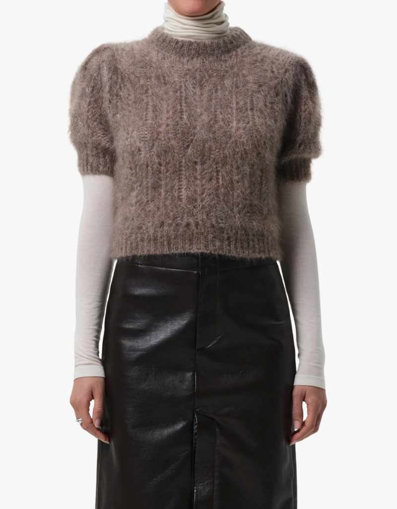 Citizens of Humanity Odette Puff Sleeve Sweater in Mushroom