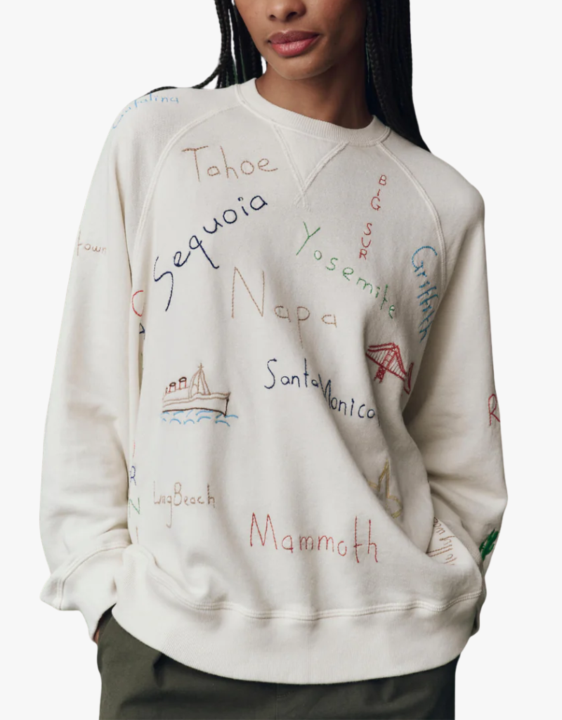 The Great The Slouch Sweatshirt w/ Golden State Embroidery in Washed White