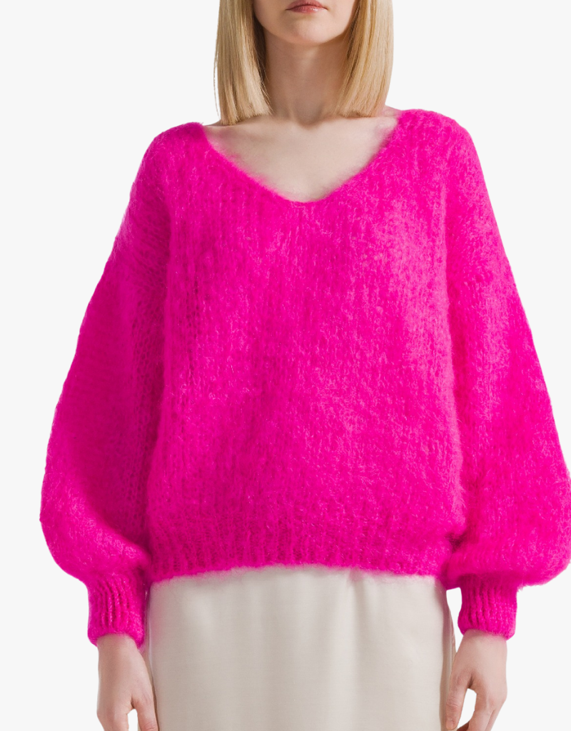 AmericanDreams Milana LS Mohair Knit in Neon Pink