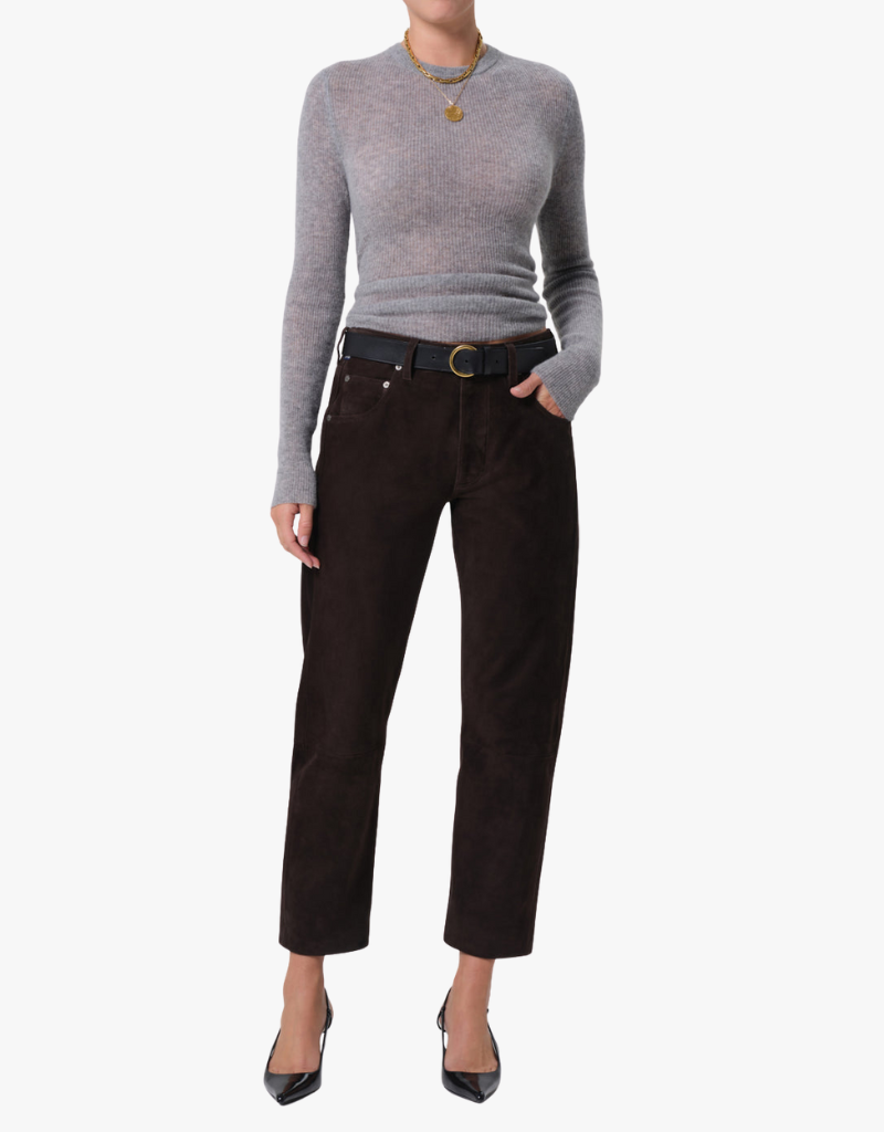 Citizens of Humanity Winslow Boyfriend Suede Pants in Chocolate