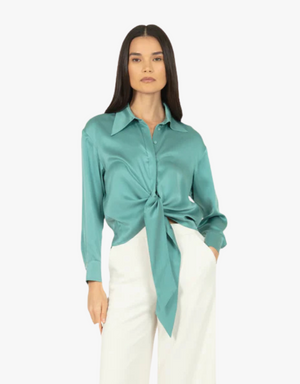 Secret Mission Rae Top in Cyan Green