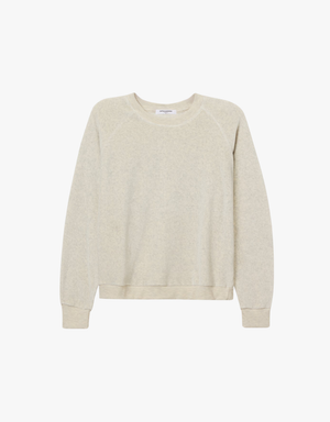 Perfect White Tee Stella Velour Shrunken Raglan Sweatshirt in Oatmeal