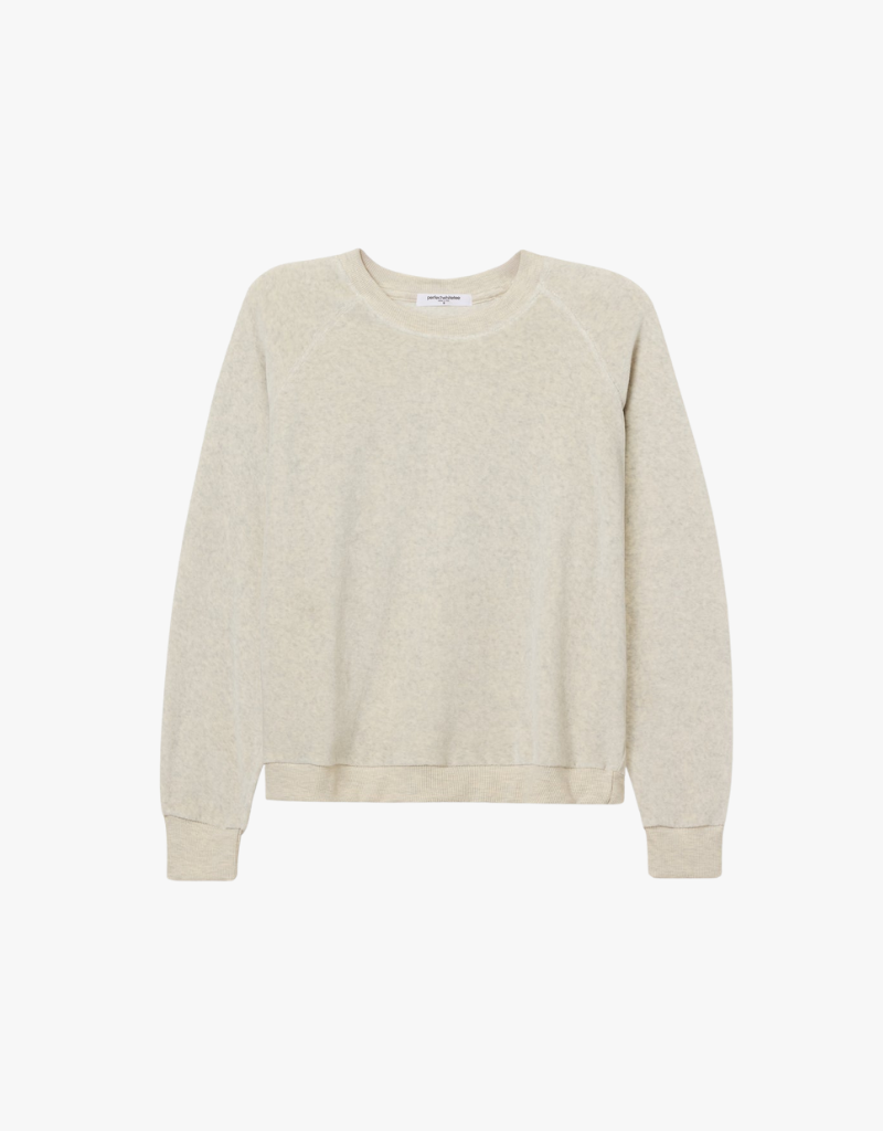 Perfect White Tee Stella Velour Shrunken Raglan Sweatshirt in Oatmeal