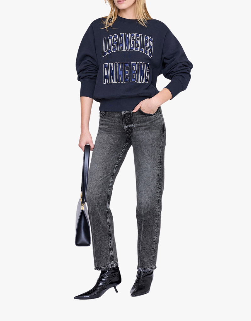 Anine Bing Harry Shrunken Sweatshirt in Vintage Black