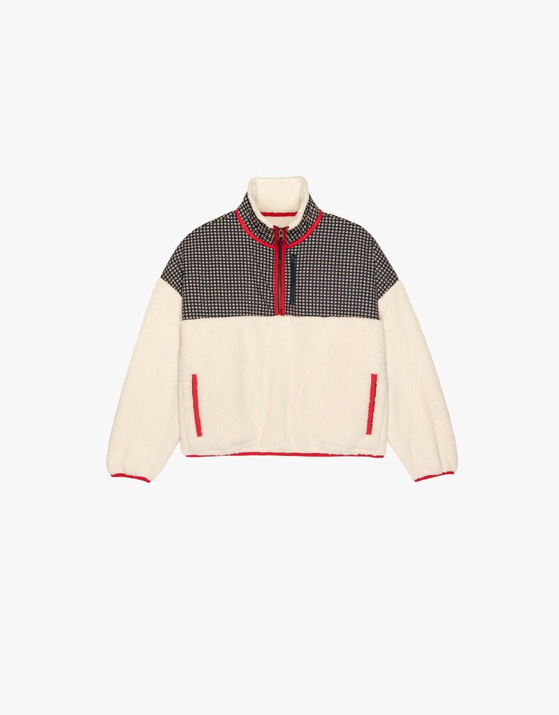 The Great The Print-Mix Plush Terrain Half-Zip in Mini Frosted Daisy & Cream