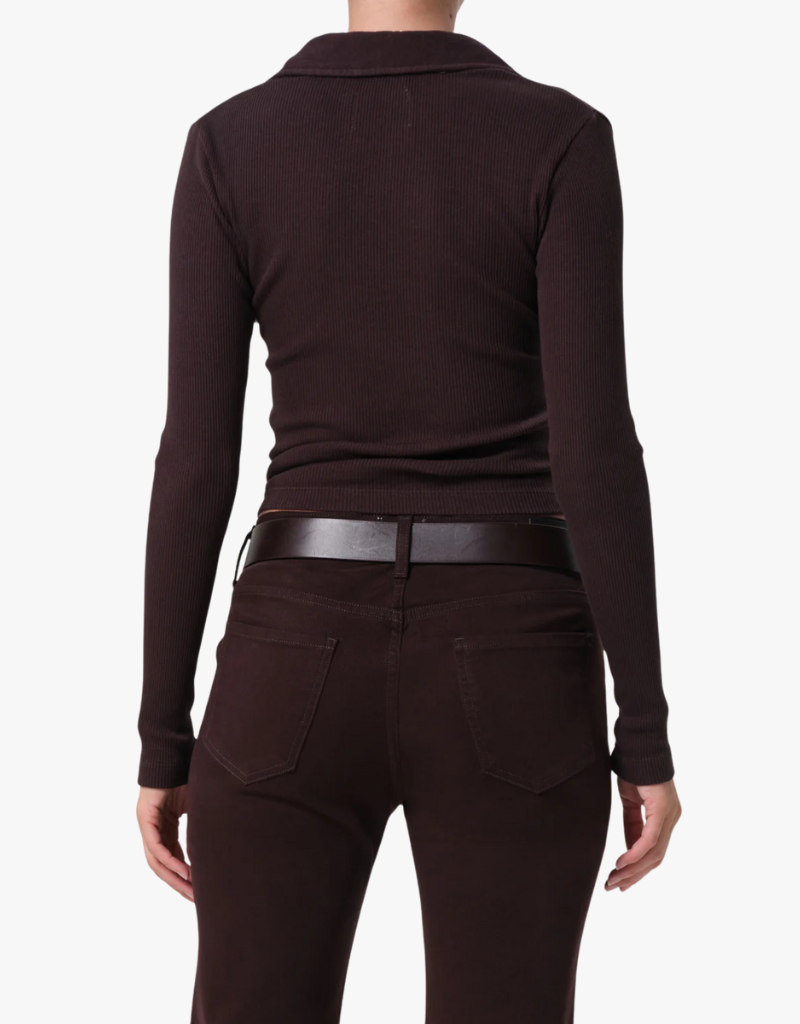 Citizens of Humanity Long Sleeve 60's Polo in Chocolate
