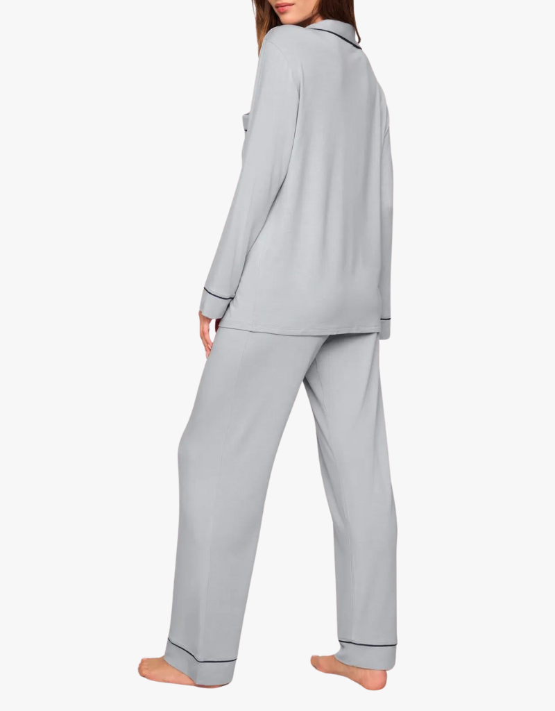 Eberjey The Long PJ Set in Gray Dawn & Navy