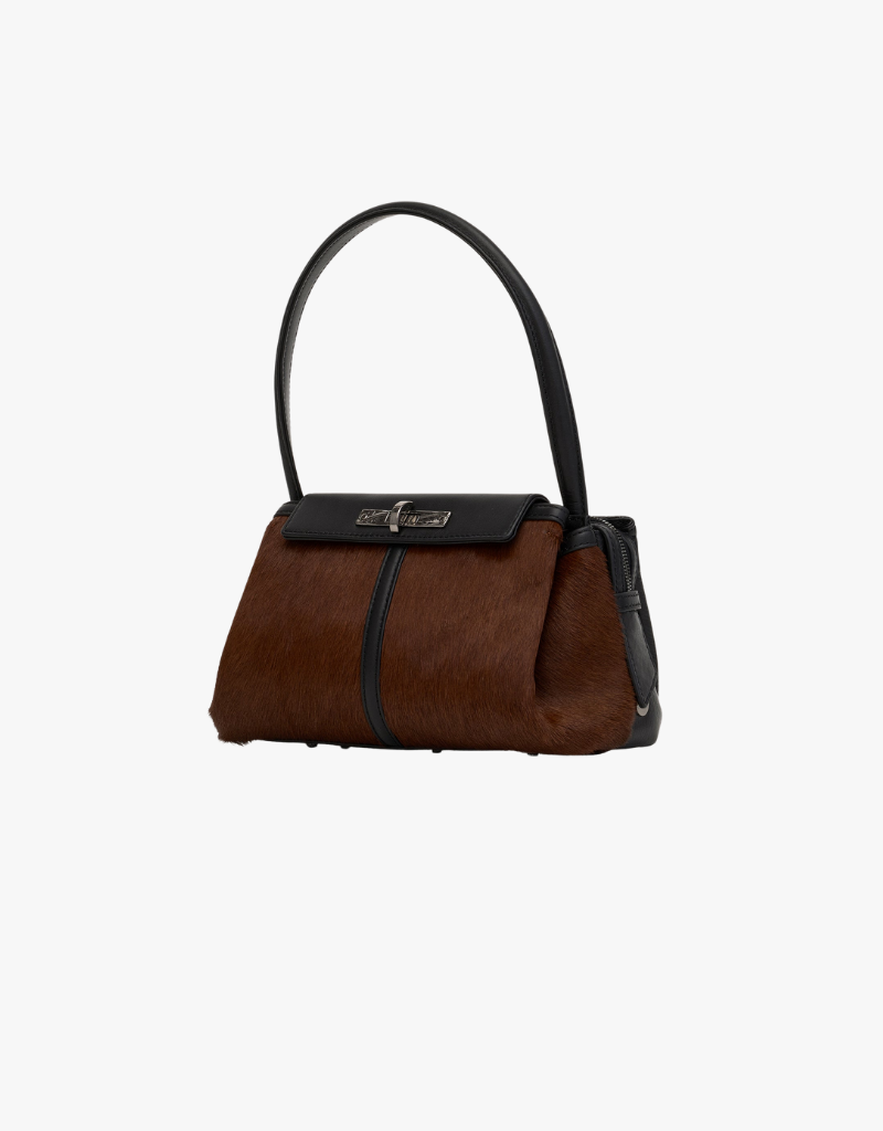 Hammitt Charlotte Flap Medium in Calf Hair & Gunmetal