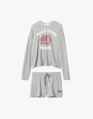 PJ Salvage Hold Your Horses PJ Set in Dark Heathered Grey