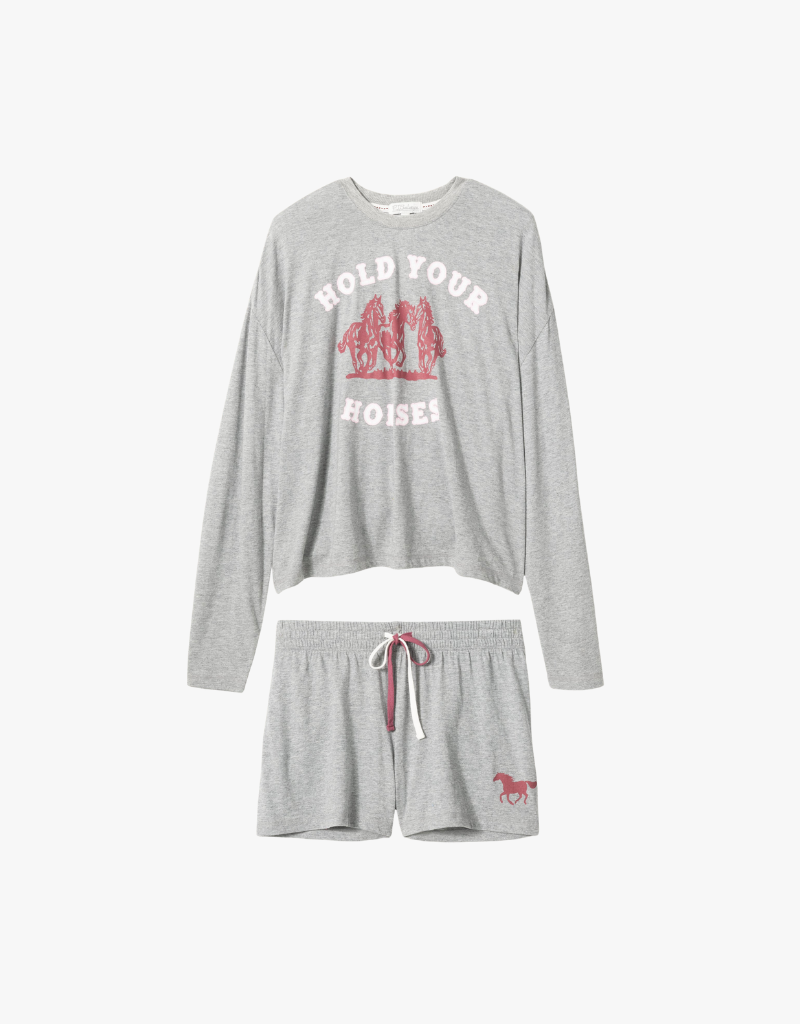 PJ Salvage Hold Your Horses PJ Set in Dark Heathered Grey