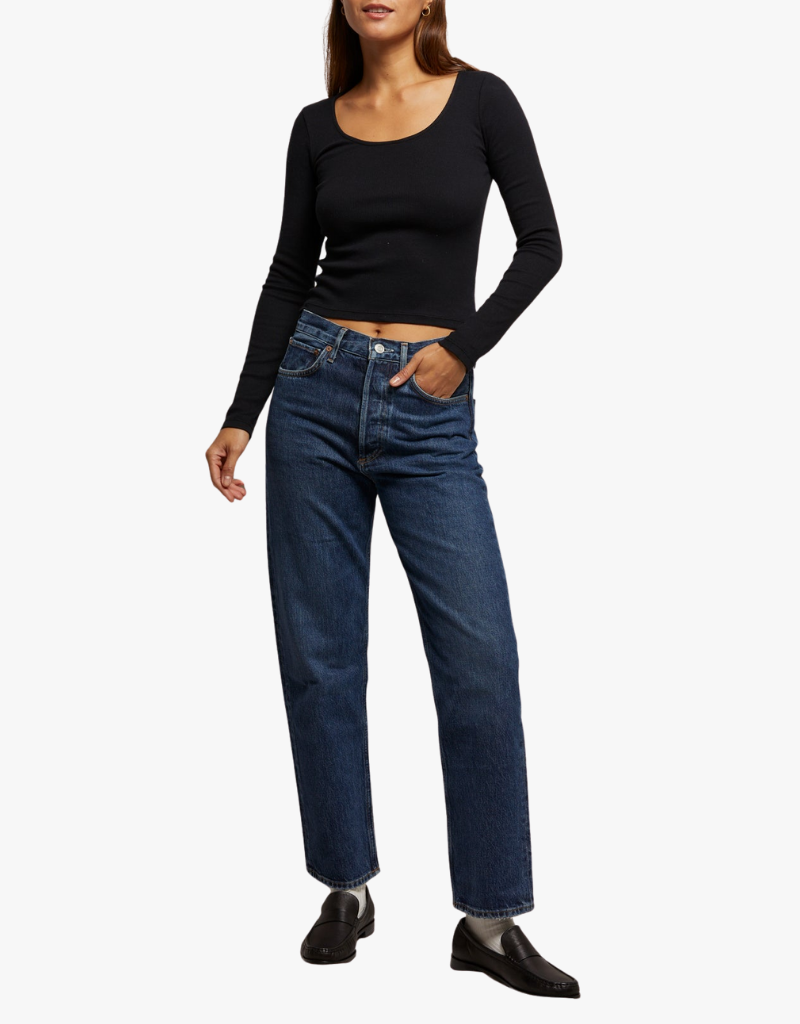 Perfect White Tee Anya Long Sleeve in True Black