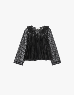 The Great The Keepsake Lace Collared Top in Black