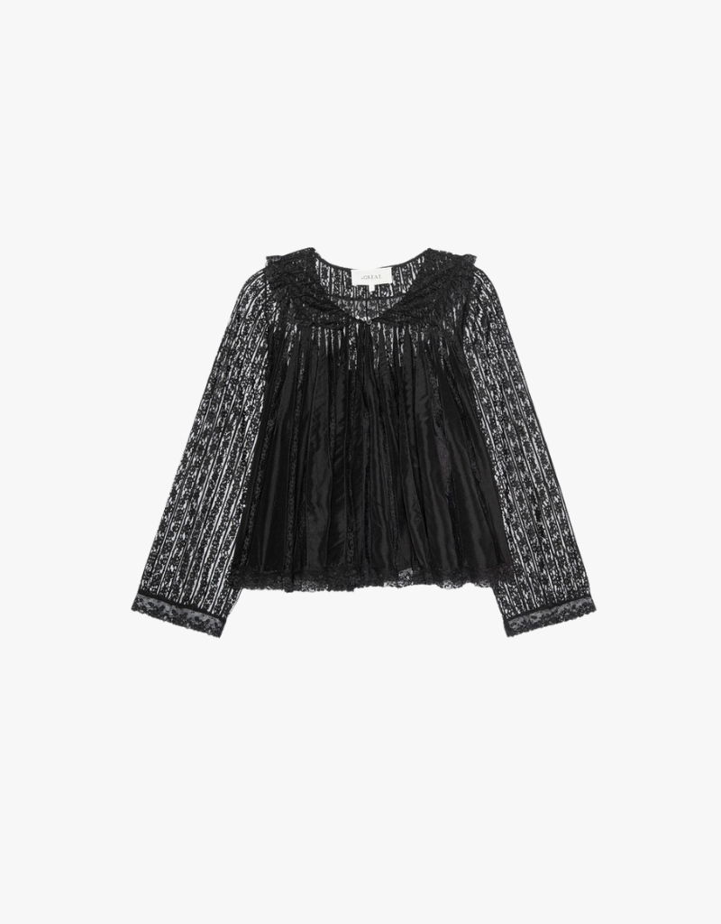 The Great The Keepsake Lace Collared Top in Black