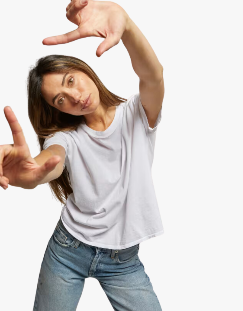 Perfect White Tee Harley Cotton Short Sleeve Crew Tee in White