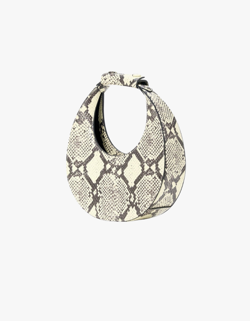 Staud Good Night Moon Handbag in White Snake
