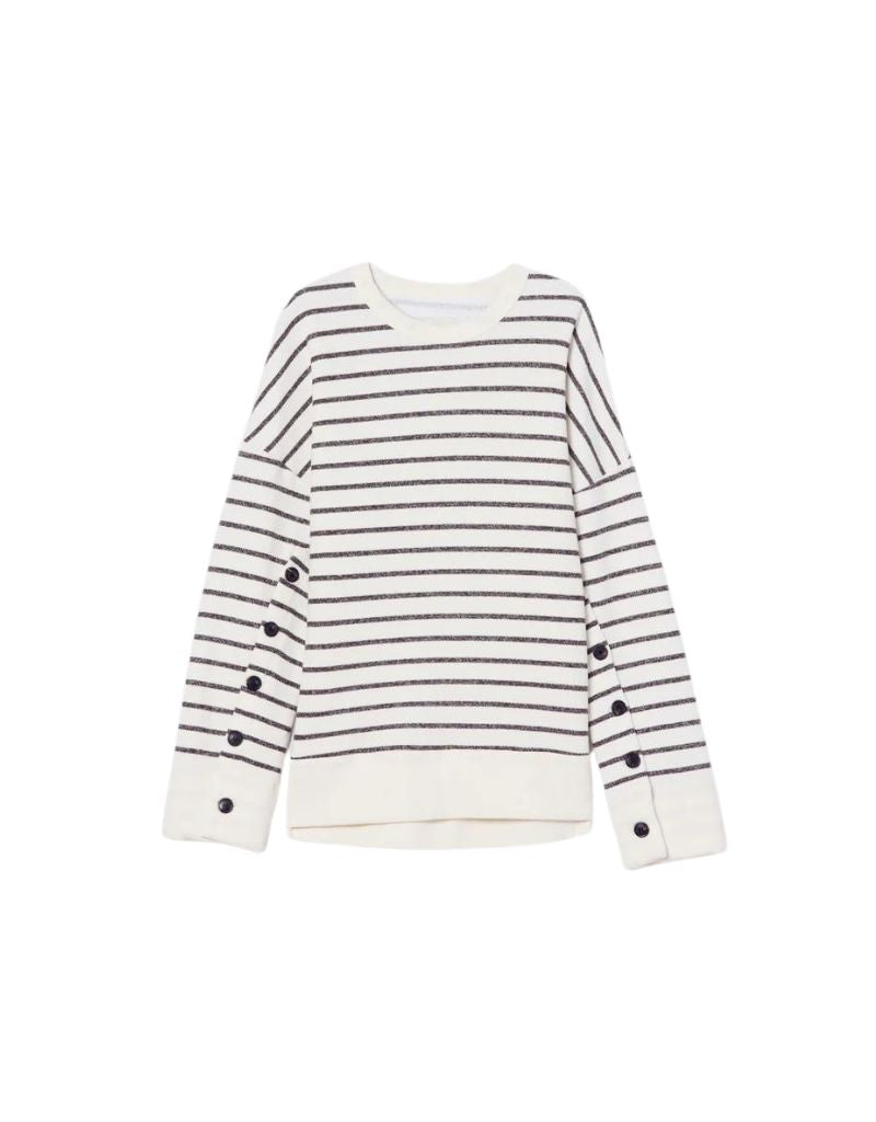 Citizens of Humanity Luella Cape Sleeve Fleece Sweater in Channing Stripe
