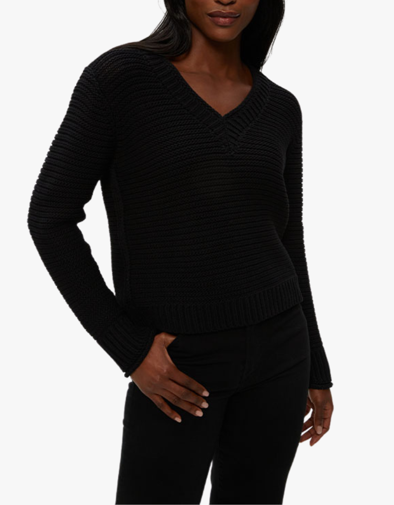 Michael Stars Linda V Neck Pullover in Black