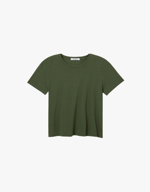 Perfect White Tee Harley Cotton Short Sleeve Boxy Crew Tee in Fern Green