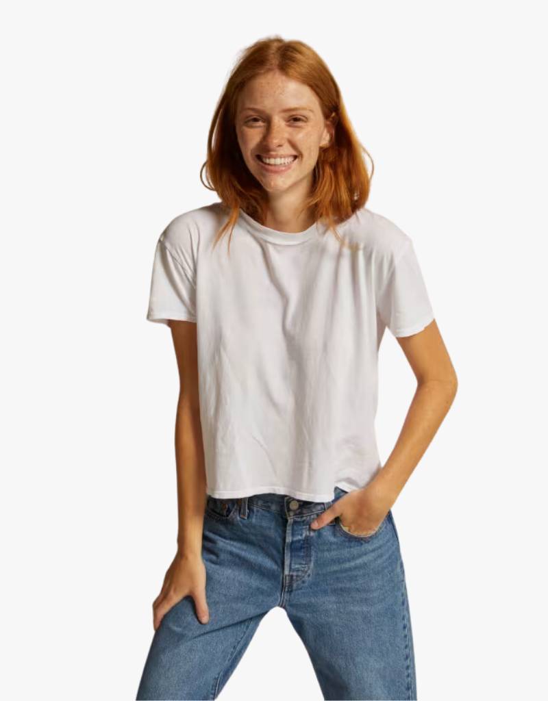 Perfect White Tee Harley Cotton Short Sleeve Crew Tee in White