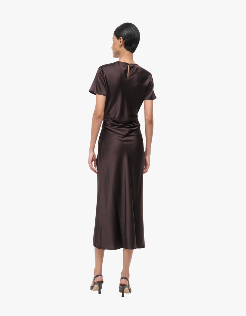 Staud Marcel Silk Dress in Earth