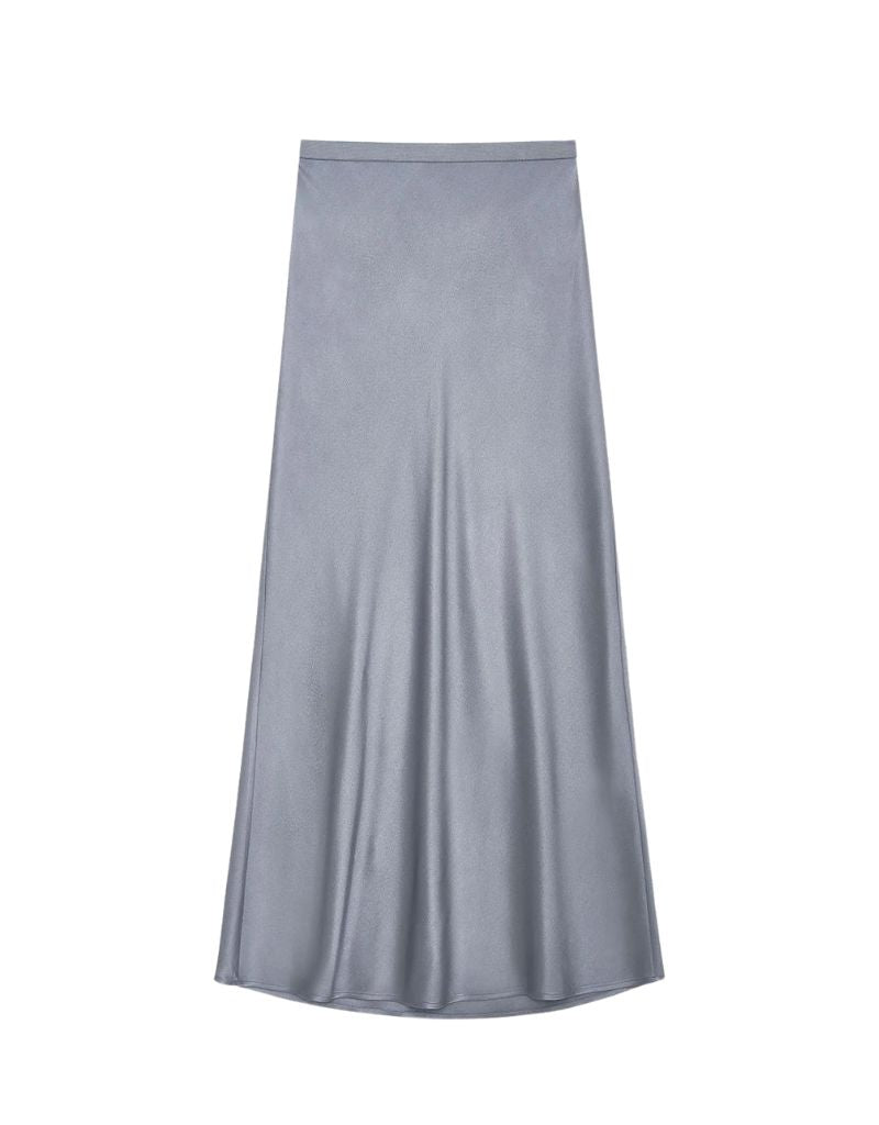 Anine Bing Bar Silk Skirt in Grey