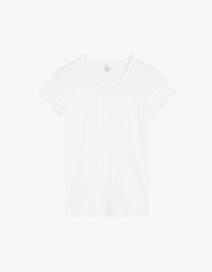 Leset Pointelle Slim Fit Tee in White