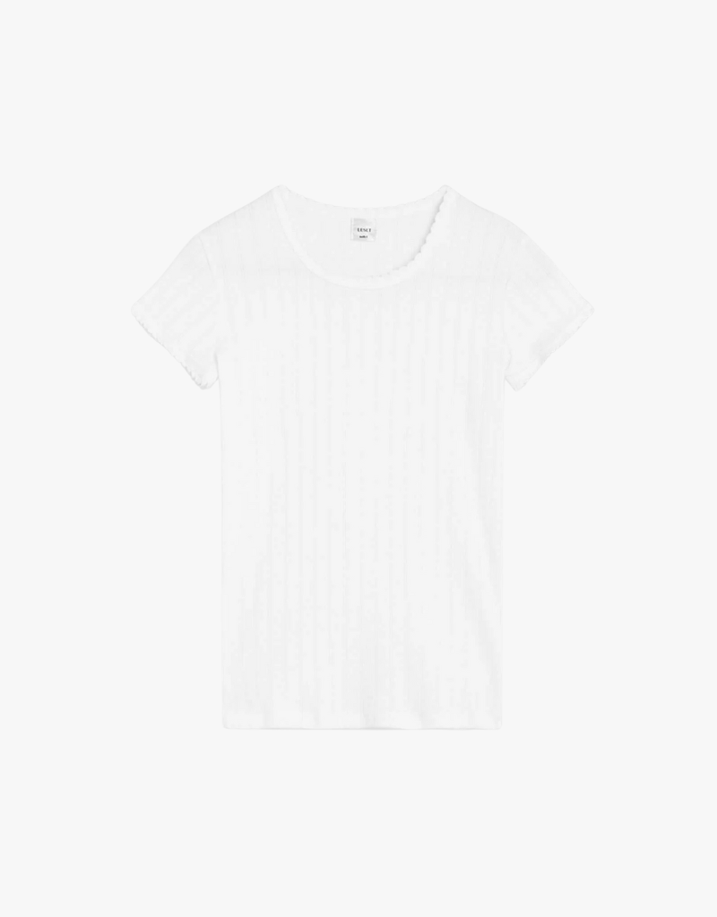 Leset Pointelle Slim Fit Tee in White