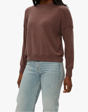 Michael Stars Marty Crewneck Pullover Sweater in Espresso