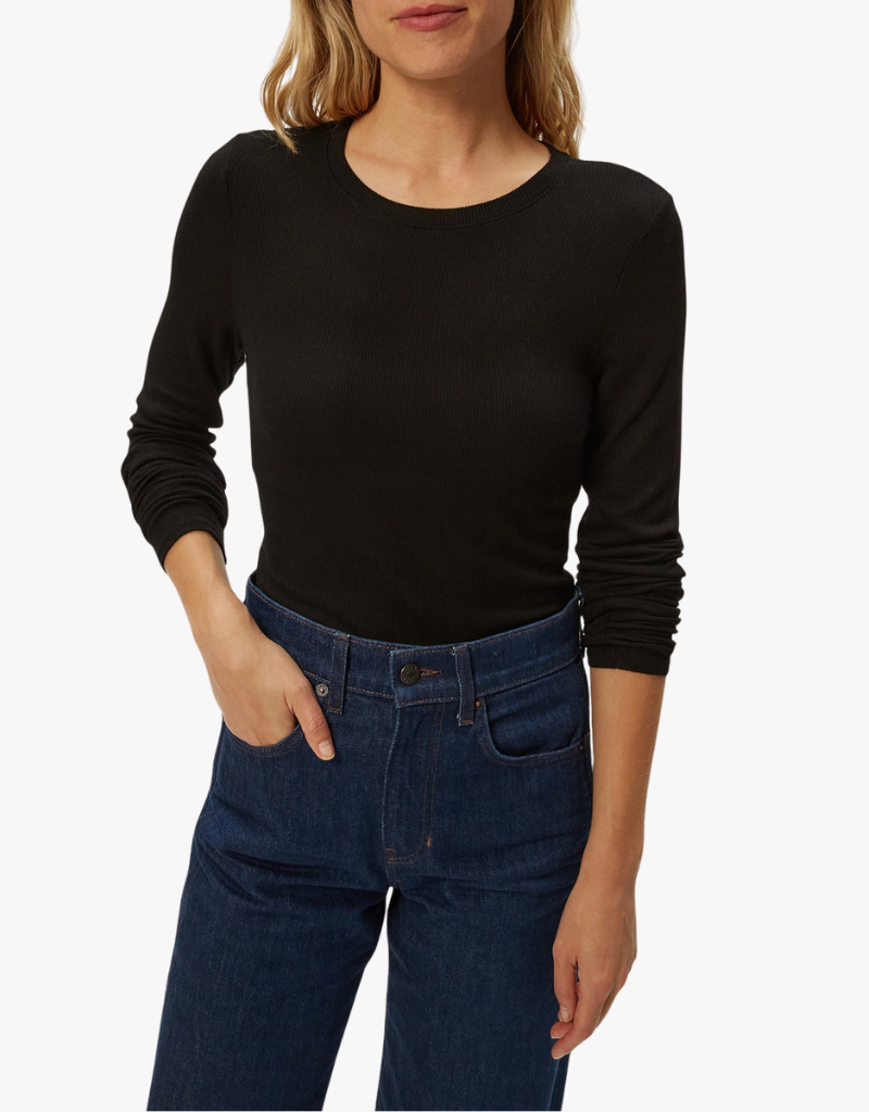 Michael Stars Finn Cropped Crew Neck in Black