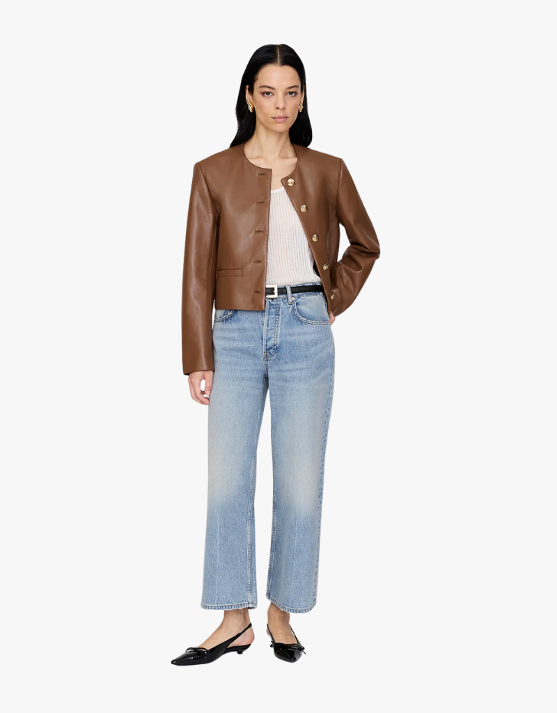 Anine Bing Amber Jacket in Cognac Recycled Leather