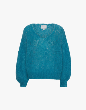 AmericanDreams Milana LS Mohair Knit in Aqua Blue