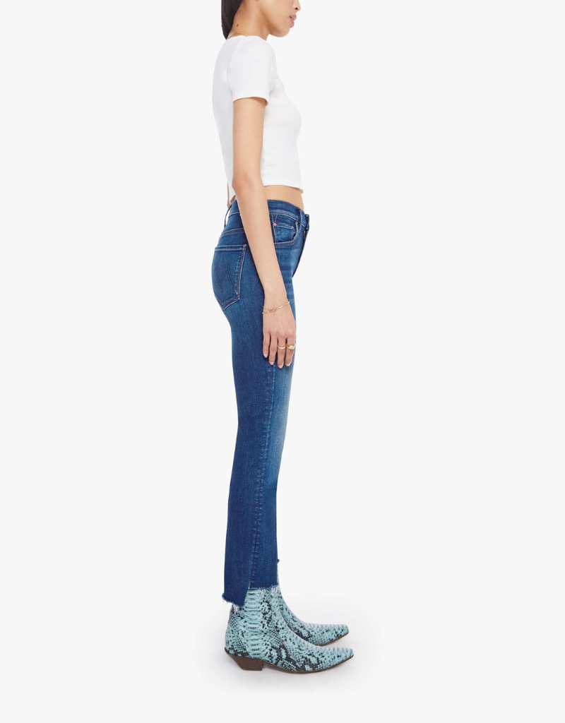 Mother The Insider Crop Step Fray Jeans in Troublemaker