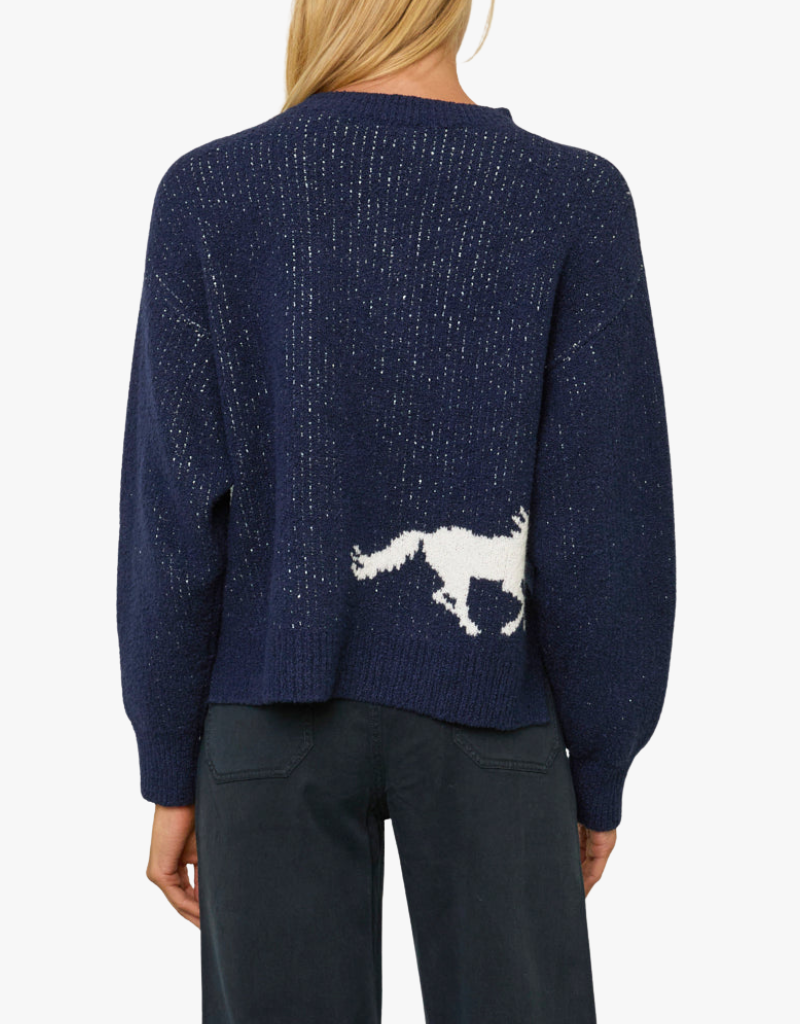 Margaret O'Leary Horse Sweater in Navy & Ivory
