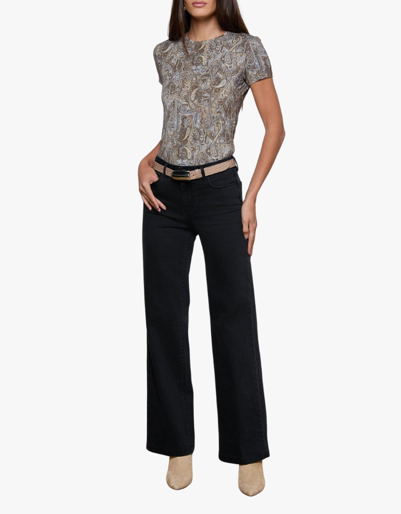 L'agence Scottie High Rise Wide Leg Jean in Washed Black